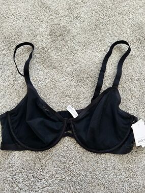 NWT Auden Mesh Unlined Demi Sheer Underwire Bra. Black 40C
